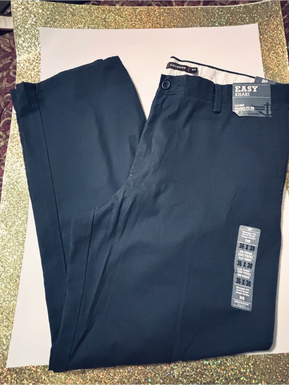 Dockers Men's Navy Flat-Front Chinos